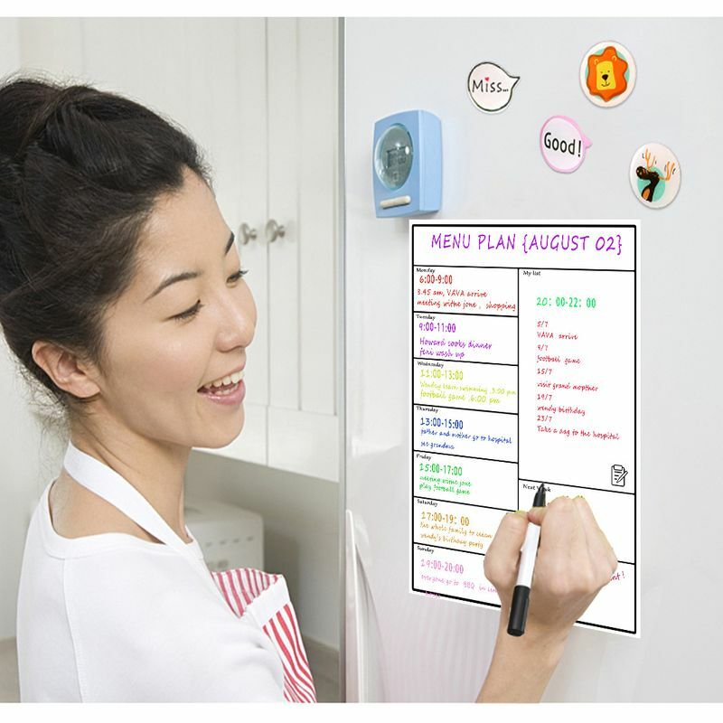 Магнитный Еженедельный планировщик A3, доска, лист для многофункционального кухонного холодильника, еженедельная белая доска, календарь для проектирования меню