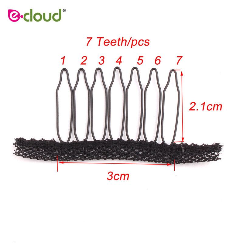 100pcs Black 7 Teeth Wig Combs Black Brown Combs  Hair Clips For Extensions  Clips For Wigs Strong Lace