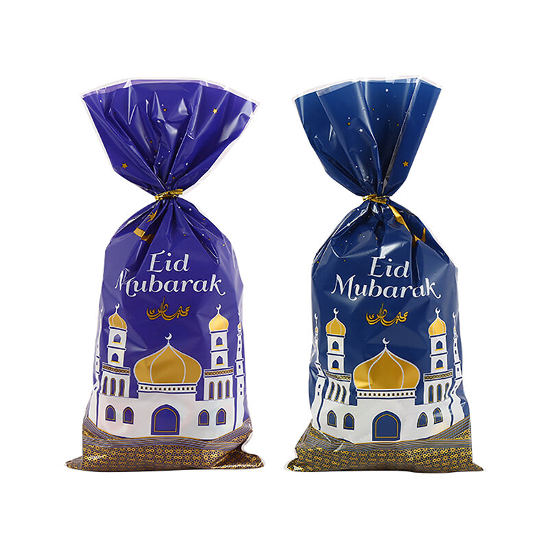 10/25/50 sztuk Eid torby na prezenty plastikowe worek na cukierki ciasteczka dwa style Ramadan Kareem dekoracji islamski muzułmanin zaopatrzenie firm Eid prezenty