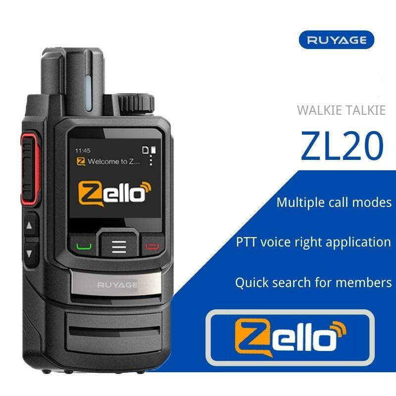 Ruyage ZL20 Zello Walkie Talkie Radio 4G dengan Kartu Sim Wifi Bluetooth Jarak Jauh Profesional Kuat Radio Dua Arah 100Km