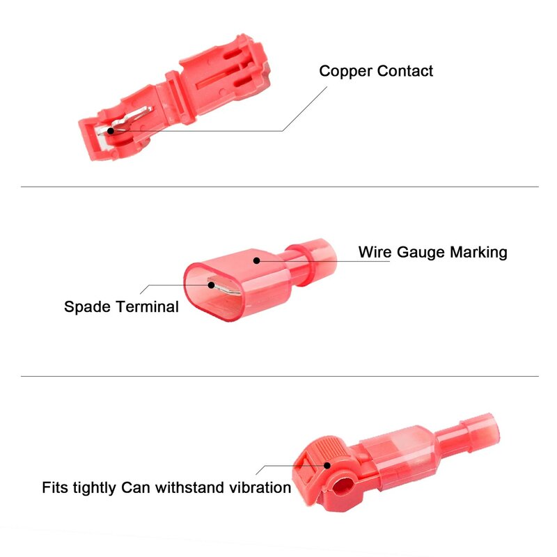 t-tap conector rápido cabo elétrico macho fêmea bloco terminal t junção braçadeira conexão de fio carro aparelhos elétricos