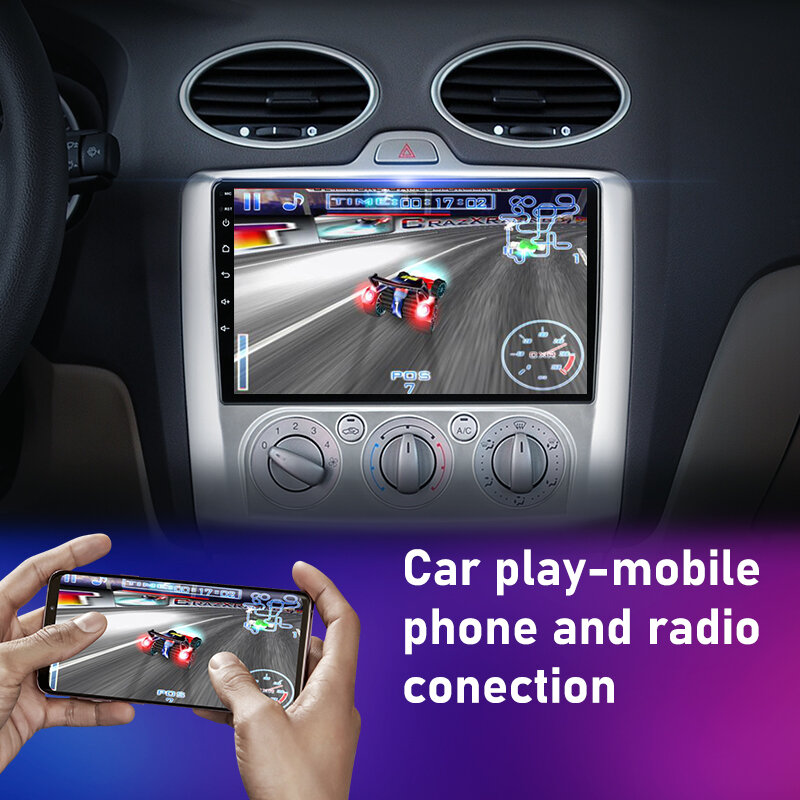 Autoradio Android 4G, Navigation 2din, haut-parleur, Carplay, Audio stéréo, pour voiture Ford Focus 2 3 Exi MT AT Mk2/3 2004 – 2011