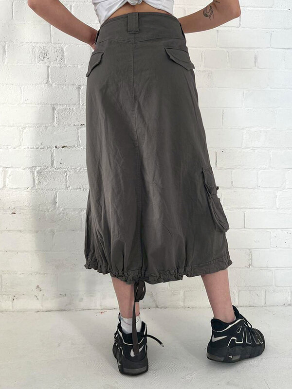 Rockmore harajuku casual saias de carga reta longo feminino y2k vintage cordão imprimir solto maxi saia fairycore grunge outfits