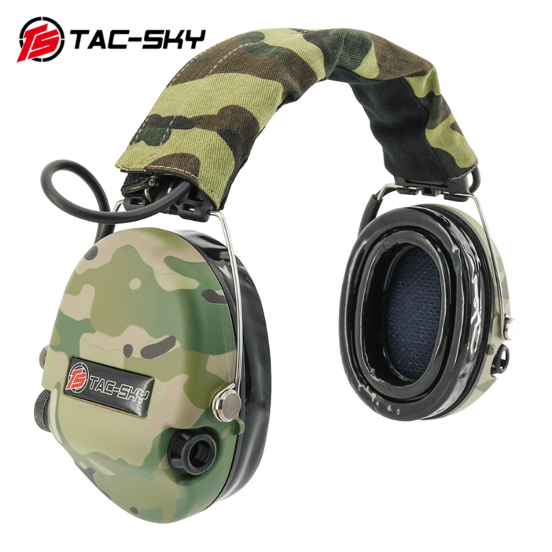 TS TAC-SKY 2023 taktyczny zestaw słuchawkowy SORDIN IPSC silikonowe nauszniki elektroniczny zestaw słuchawkowy do fotografowania ochrona słuchu kamuflaż MC