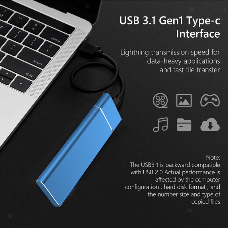 Original High-speed External Hard Drive 1TB  Mobile Solid State Drive 500GB Portable SSD USB 3.1 Type-C for Laptop Mac Notebook