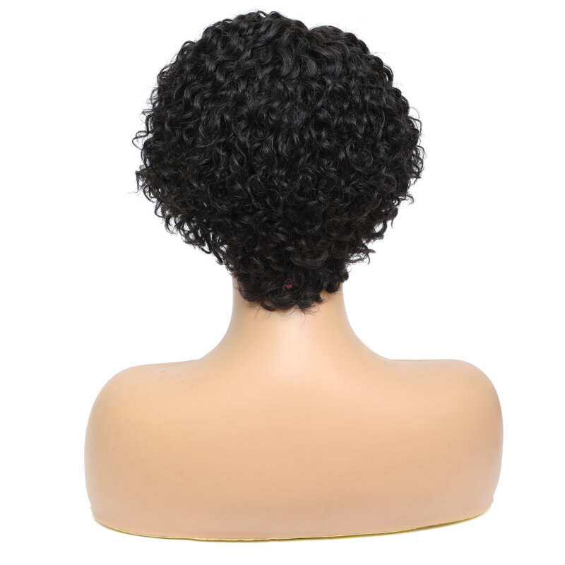Perruque Lace Frontal Wig naturelle courte, cheveux bouclés, coupe Pixie, avec Baby Hair, 13x1, densité 150%, pour femmes