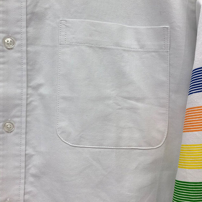 TB THOM-camisa a rayas Multicolor para hombre, camisa informal de algodón Oxford ajustada, ropa de alta calidad para primavera y otoño
