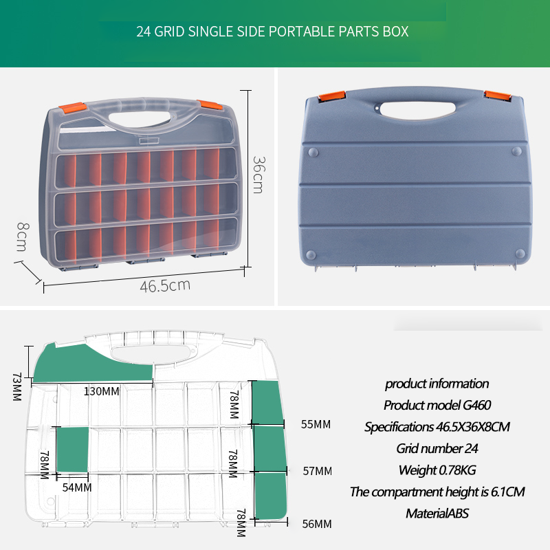 Caixa de armazenamento plástica engrossada abs material removível partição 11-24 grade classificada parte parafusos ferramentas caixa de poupança do agregado familiar
