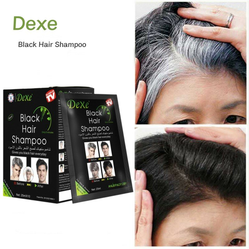 سريع أسود الشعر الشامبو فقط 5 دقيقة الشعر رمادي أبيض إلى أسود غطاء النبات الطبيعي اللون إصلاح تغذية مكافحة فقدان الشعر الرجال النساء
