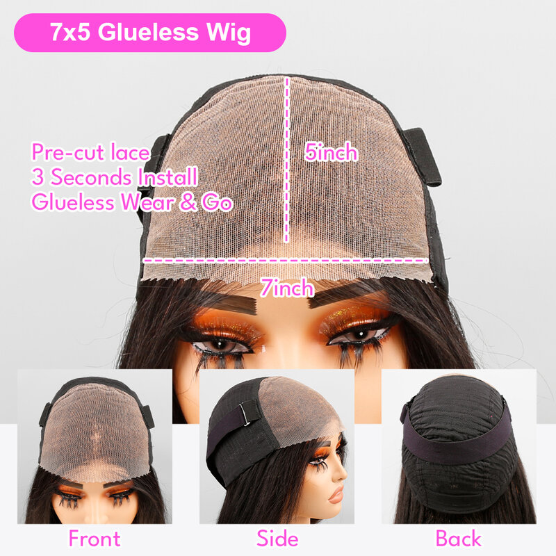 7x5 HD parrucca Glueless in pizzo capelli umani pronti da indossare parrucche a onde profonde capelli ricci prepizzicati parrucche umane brasiliane per le donne in vendita