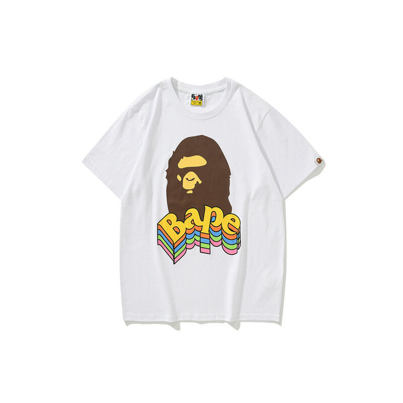 A Bathing Ape new color letter printing T shirt Bape men's and women's casual sports short-sleeved black and white
