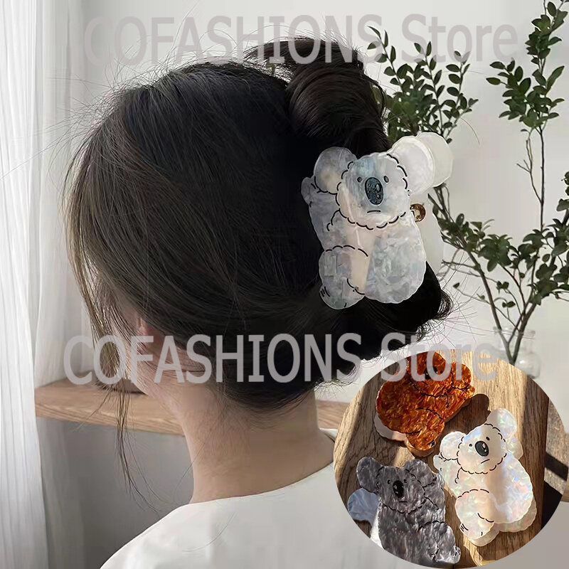 2022 coreano acetato koala grampos de cabelo feminino garra de cabelo animal caranguejo tubarão clipe captura moda grande bonito acessórios para o cabelo
