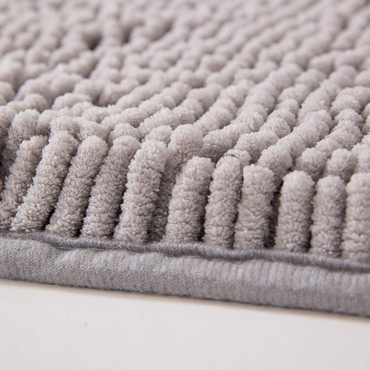 Soft Chenille Fabric Carpet Solid Color Microfiber Bath Mat Bathroom Non-slip Water Absorption Bathtub Washbasin Floor Mat Rugs