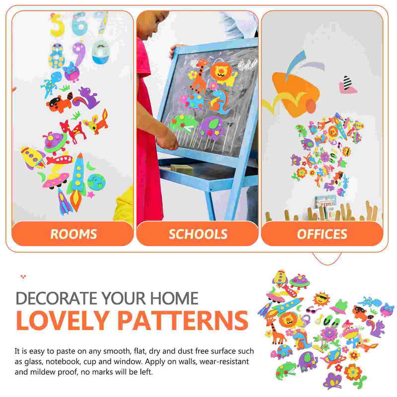 Stickersanimalsticker para niños, 4 esponjas de edad, etiquetas decorativas Diy, auto8 para flores adhesivas, actividades coloridas