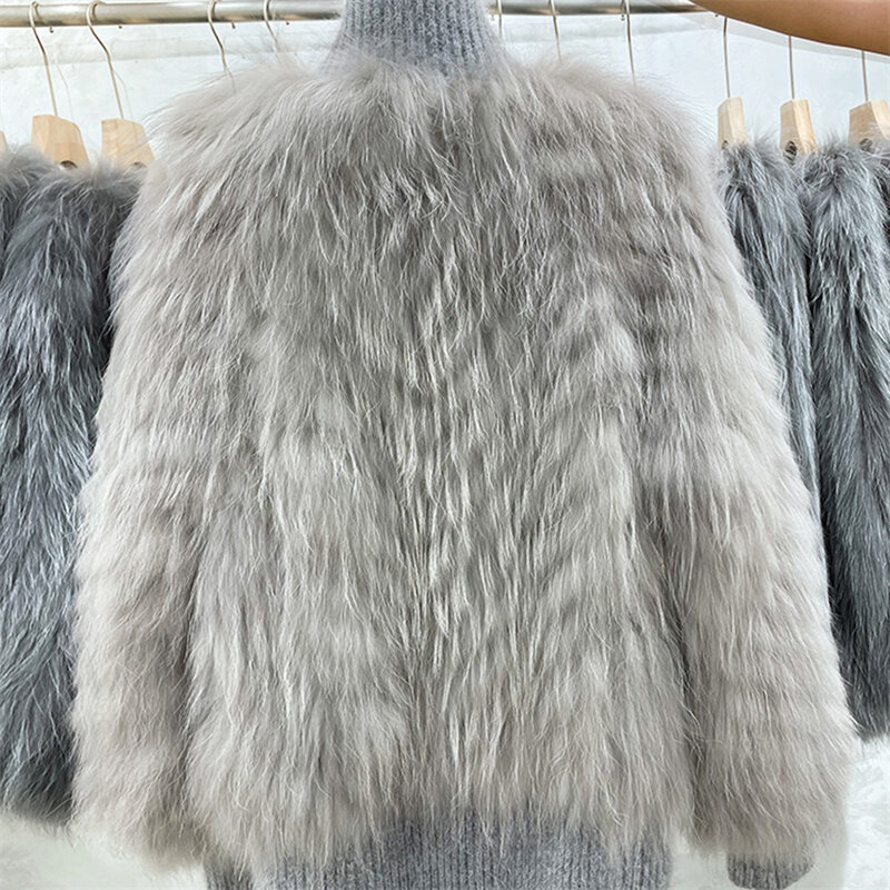 Abrigo de piel de mapache para mujer, Chaqueta de felpa gruesa y cálida, moda de otoño e invierno, novedad de 2022