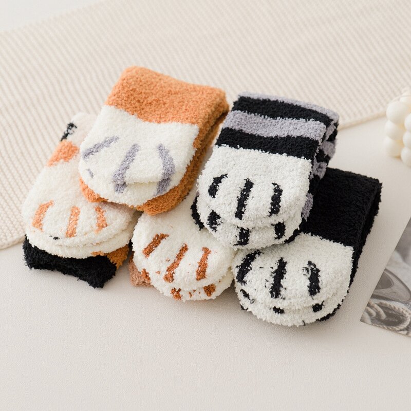 Fashion Womens Cats Paw Stripe 3d Socks Kawaii Fun Thick Girls Cartoon Animal Fingers Sock Hosiery Toe Zebra/Tiger/Cat Foot Sox