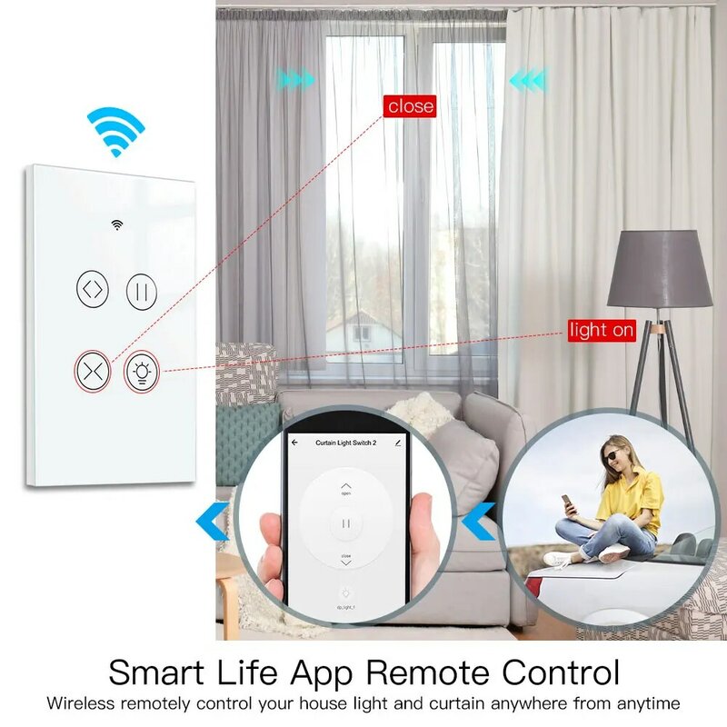 Tuya Baru Smart WiFi RF Panel Kaca Lampu Tirai Sakelar Sentuh Smart Life Aplikasi Remote Control Google Home Alexa Kontrol Suara