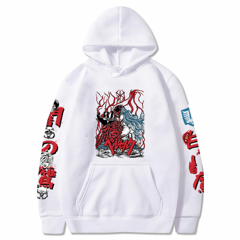 ญี่ปุ่น Anime Berserk Hoodies Hip Hop Unisex Streetwear Gothic Guts Griffith Cool การ์ตูนผู้ชาย Hooded Sweatshirts