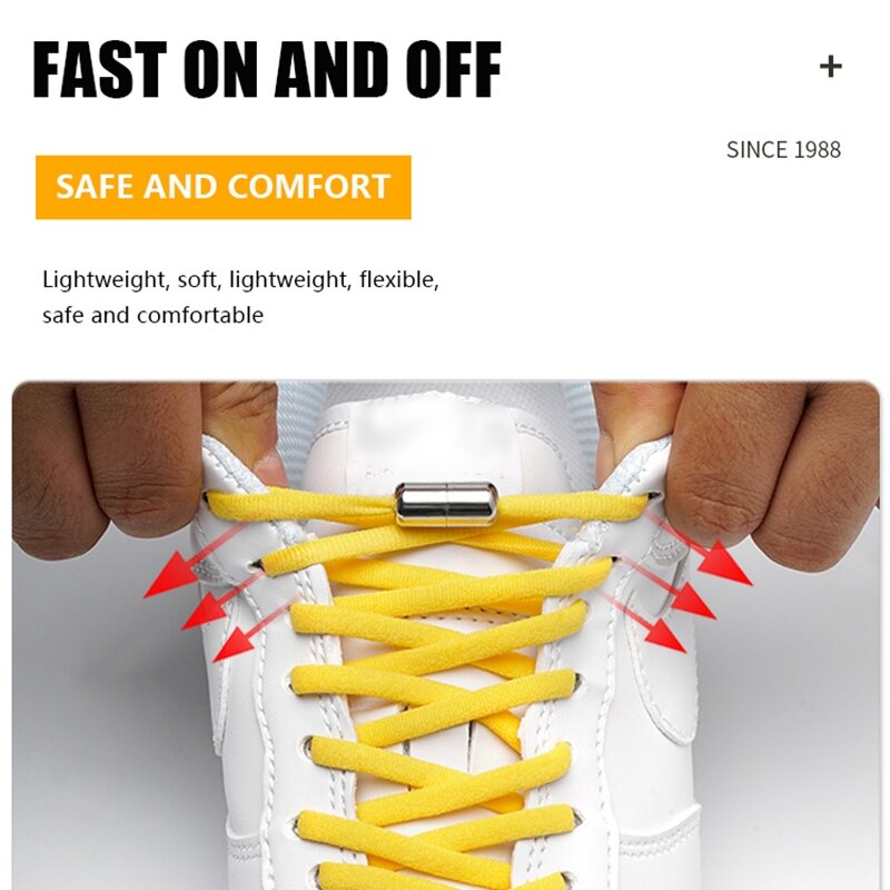 New Version Elastic No Tie Shoelaces Metal Lock Shoe Laces For Kids Adult Sneakers Quick Shoelaces Semicircle Shoestrings
