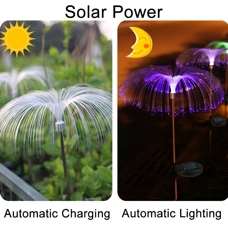 Água-viva solar luz solar à prova dwaterproof água jardim luzes 7 cores em mudança solar flores paisagem solar luz para jardim pátio decoração