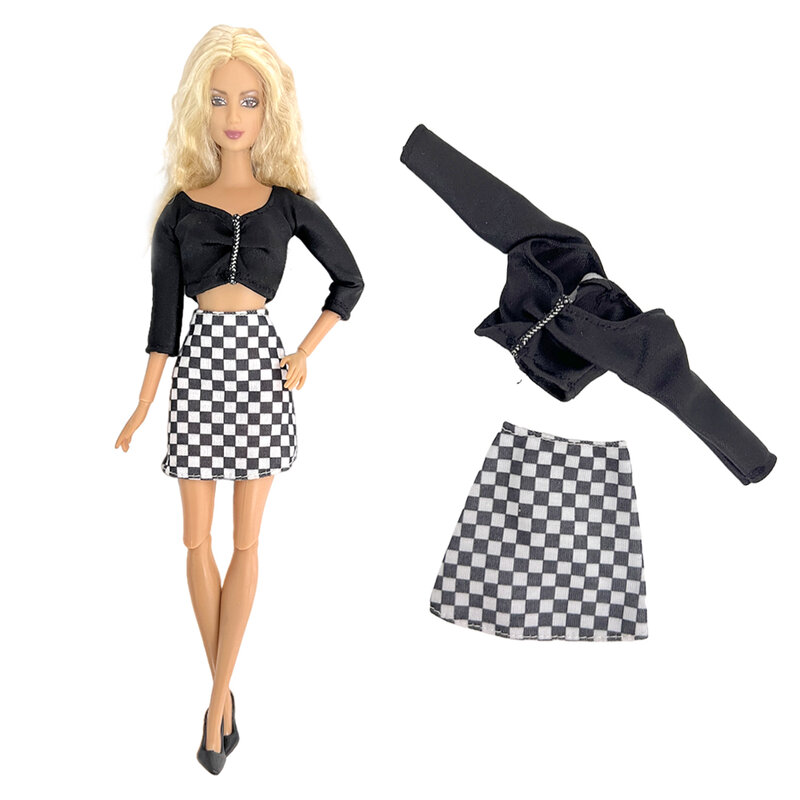 NK-vestido pequeño negro oficial para muñeca Barbie, disfraz de baile bonito, vestido de niña de carrera, falda de encaje, ropa de vestir, 1:6