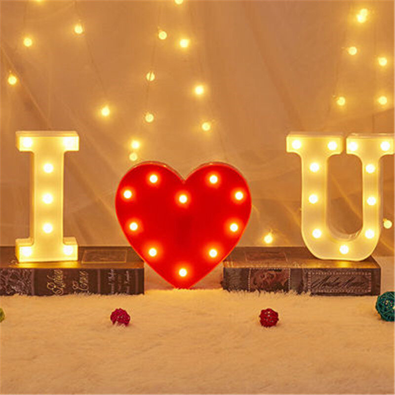 Lettres décoratives à LED, éclairage nocturne, amour de mariage, sans pile, décoration de proposition, grandes lettres décoratives