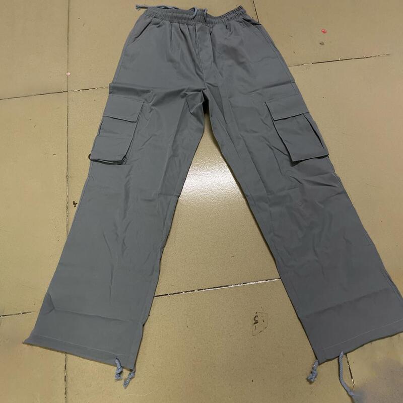 Pantalon Cargo pour hommes, pleine longueur, couleur unie, ample, poches à cordon, Streetwear, nouvelle collection été 2022