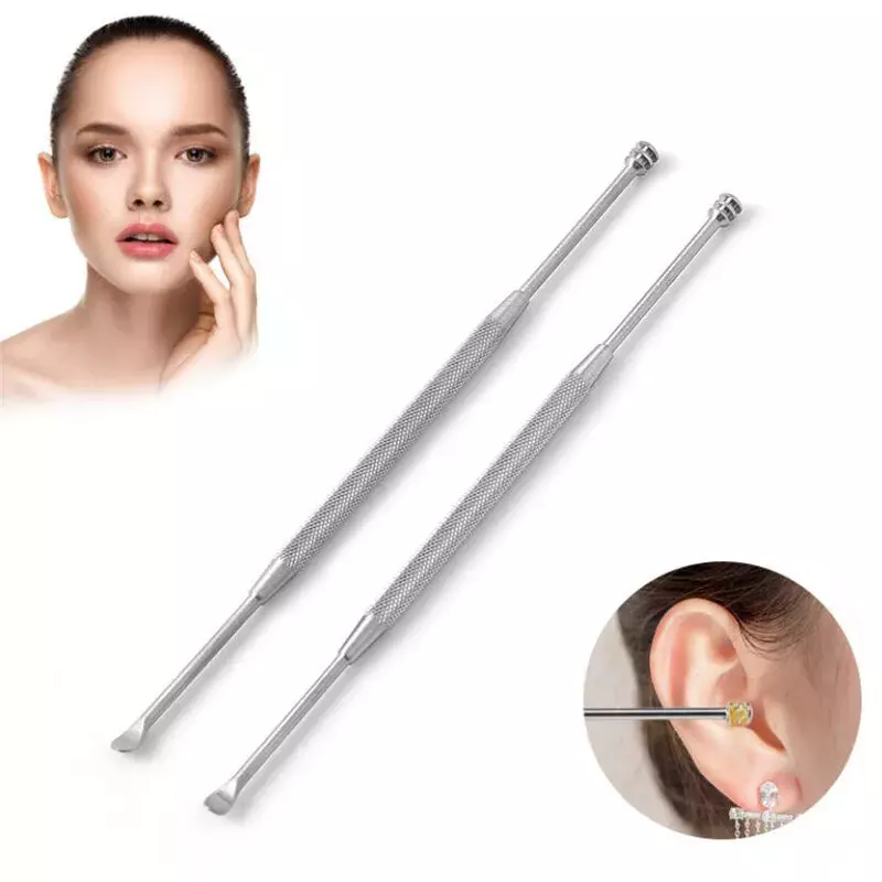 1PC Double-ended Stainless Steel Spiral Ear Pick Spoon Ear Wax Removal Cleaner Ear Tool Multi-function Portable