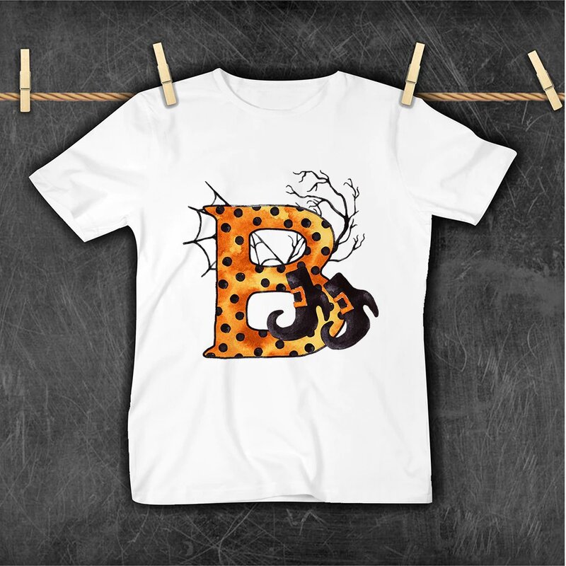 반팔 티셔츠, 알파벳 패턴 상의 할로윈 할로윈 유러피안 아메리칸 홀리데이 마녀