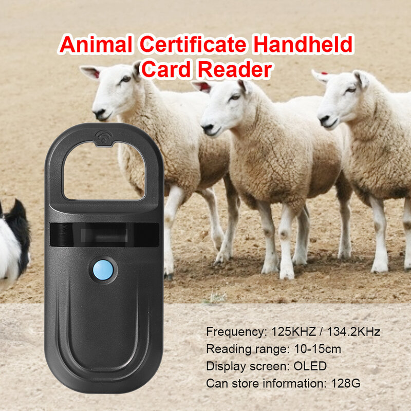 Lector de tarjetas de identificación de animales, transpondedor de Chip, lector de tarjetas de identificación, escáner de Chip de identificación, certificado de Mascota