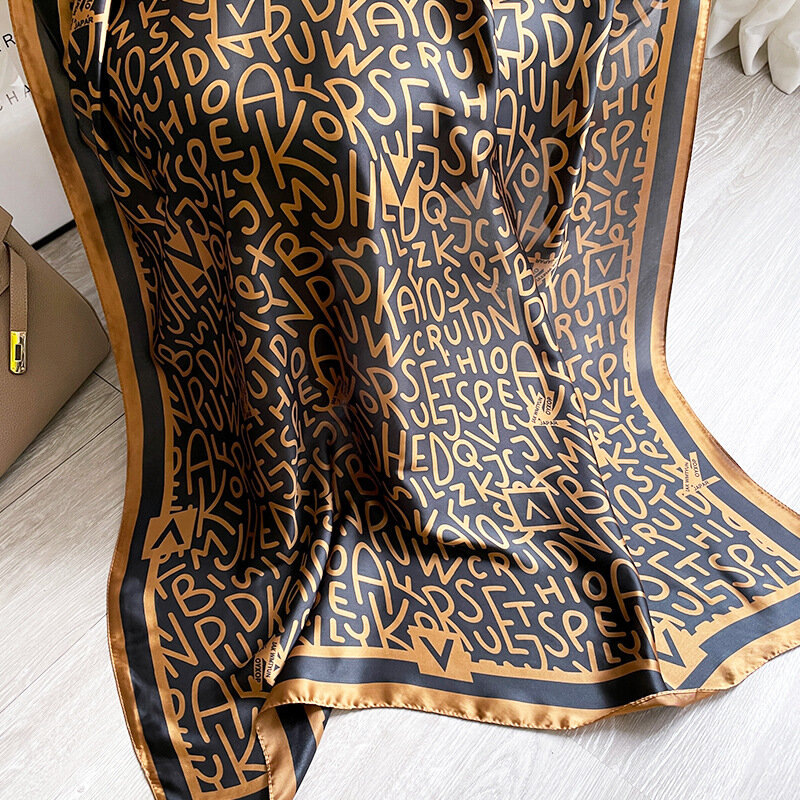 Bufanda de seda de 180x90cm para mujer, chal largo a la moda, pañuelo de playa, pañuelo estampado, diadema, cuello, silenciador, 2021