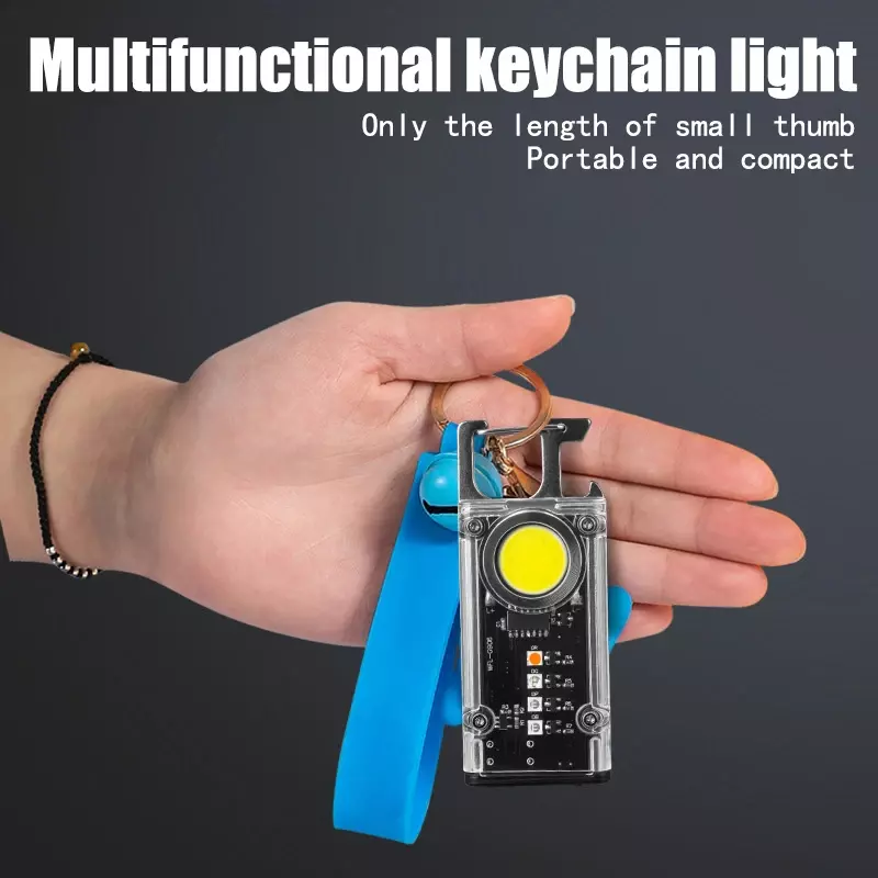 Mini Móc Khóa Đèn Pin USB Di Động Bỏ Túi Sạc LED Đèn Phím Cho Dụng Cụ Mở Nắp Hộp Móc Khóa Huýt Sáo Cửa Sổ Búa Bên Ngoài