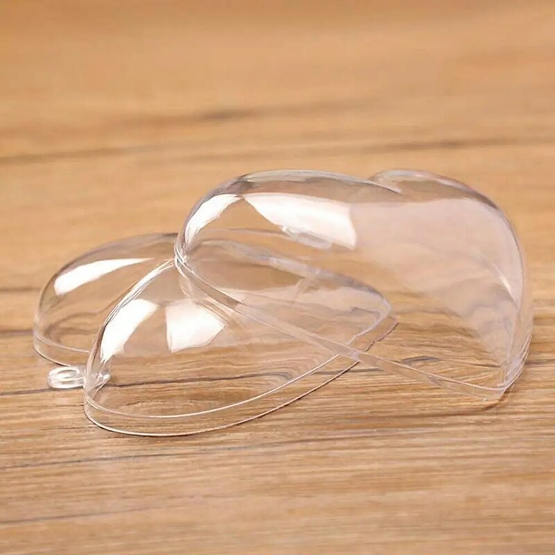 Boule en plastique transparente en forme de cœur, boule artisanale en plastique transparent, facile à utiliser pour la décoration de mariage de Noël, crevette K7, 5 pièces