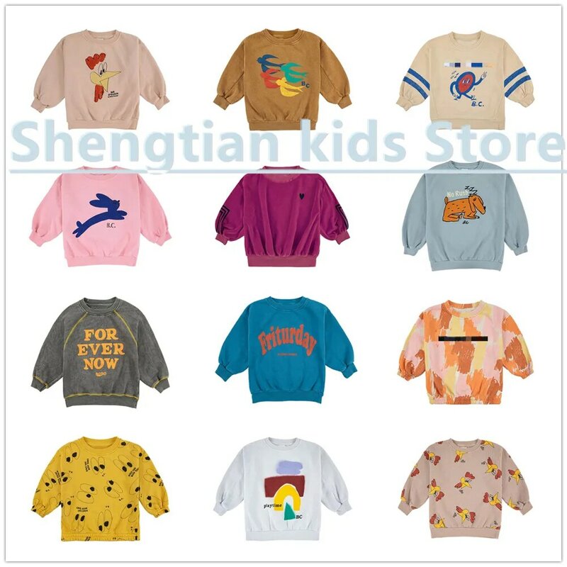 Hohe Qualität 2022AW Neue BC Stil Baby Mädchen Trendy Coole Cartoon Print Pullover Top Sweatshirt Original Label