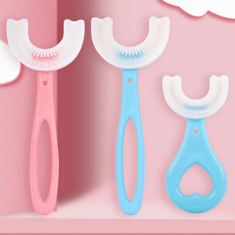 ขายร้อน2-12อายุแปรงสีฟันเด็ก U-Shape ทารกแปรงสีฟันจับซิลิโคนทำความสะอาดช่องปากทำความสะอาดแปรงสำหรับของขวัญเด็ก