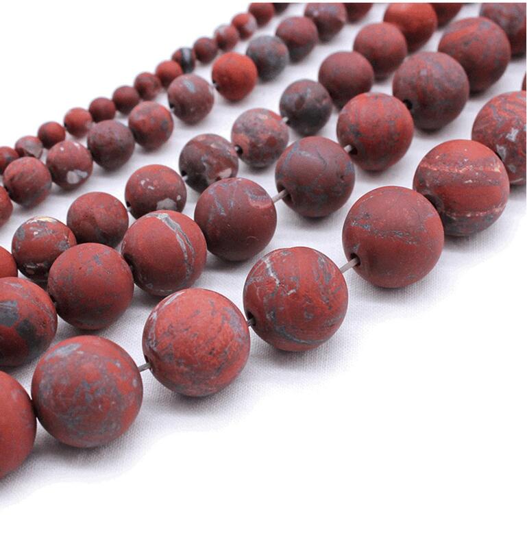 200 pçs matte red jasper 8mm contas redondas para diy fazer jóias colar energia cura unpolished pedra preciosa solto cristal