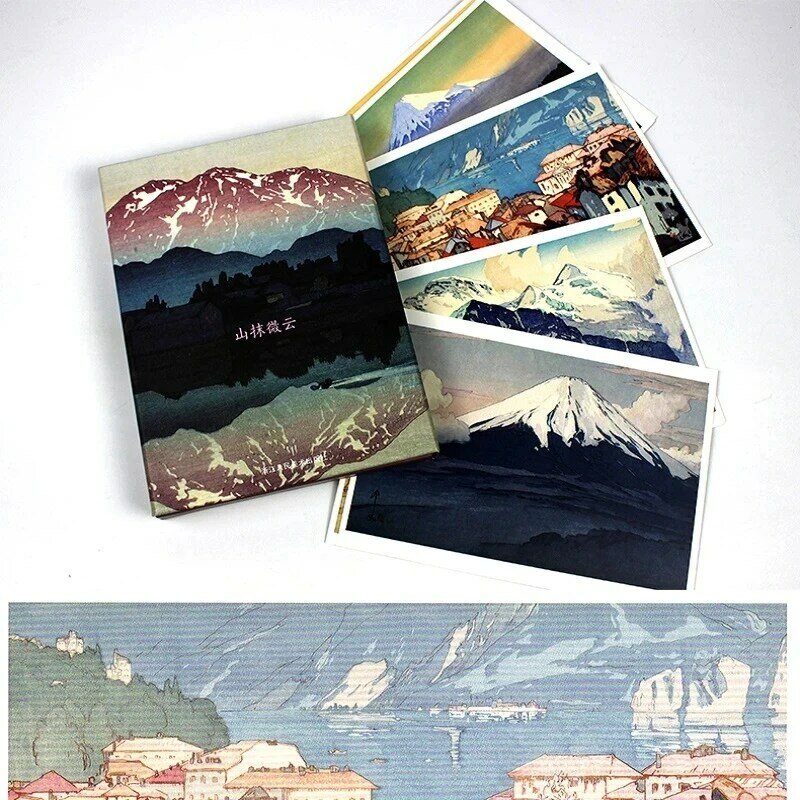 32ピース/セットアートポストカード: マウンテンクラウド日本の風景クリエイティブポストカード誕生日プレゼント