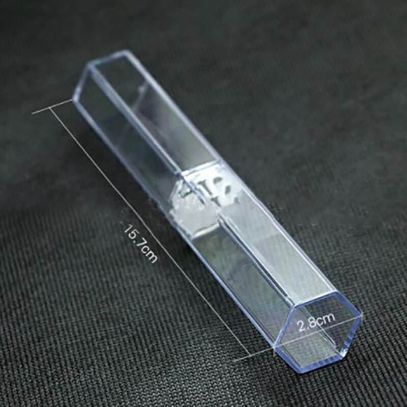 2 قطعة/الوحدة سداسية الكريستال الشفاف البلاستيك القلم صندوق القلم هدية صندوق معدني القلم صندوق شفاف البلاستيك مقلمة