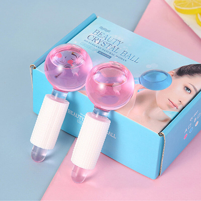 2 pçs/caixa massagem facial cristal gelo rolo bolas globo de gelo varas olho pescoço massageador cuidados com a pele ferramentas beleza