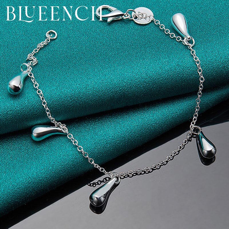 Blueench 925 prata esterlina waterdrop pulseira para a data feminina festa moda tendência jóias