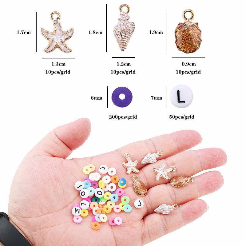 Jóias Barro DIY Beads Planas Rodada Disco Beads para Pulseira Fazendo Polymer Clay Beads Kit com Pingente Charme Acessórios Artesanato
