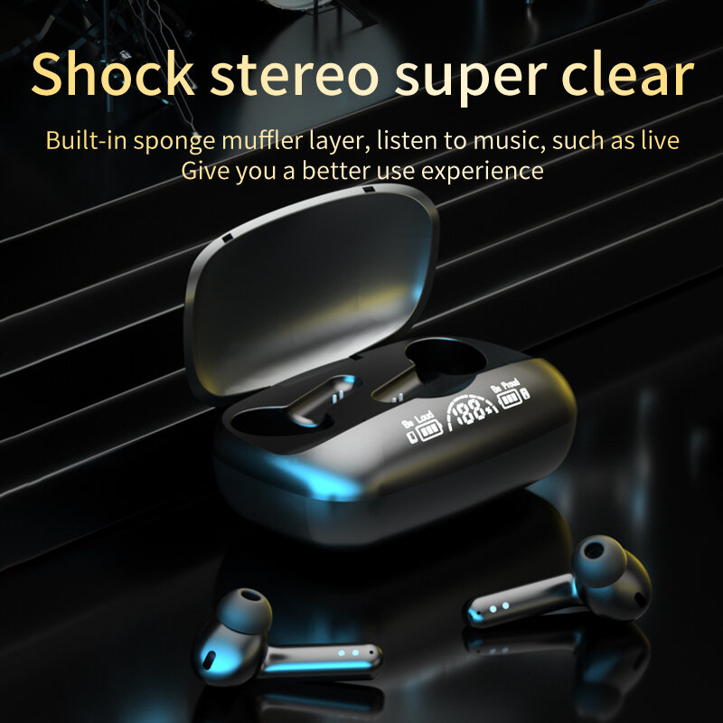 Tws fone de ouvido sem fio de carga rápida impermeável toque cotrol 9d estéreo bluetooth 5.1 com microfone esporte fones de ouvido
