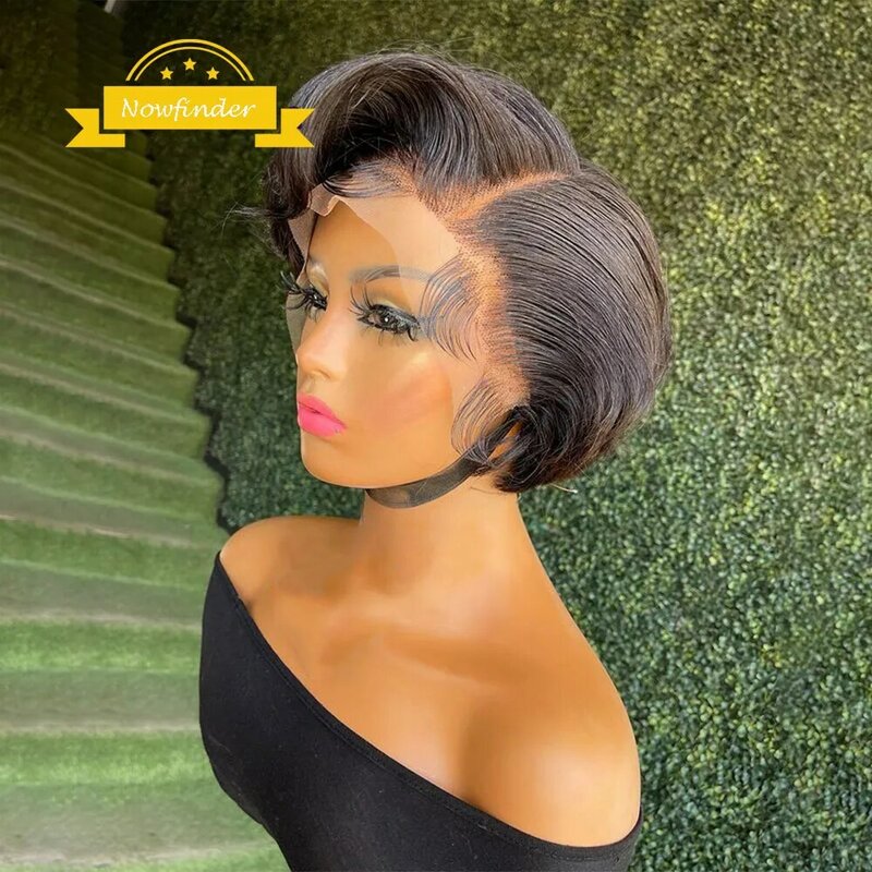 Brasil 13X4 Wig Lurus Renda Depan Bob untuk Wanita Pendek Alami Pixie Memotong HD Transaprent Renda Depan Wig Rambut Manusia Dijual
