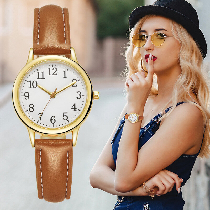 Women Luxury Quartz Alloy Watch Ladies Fashion Stainless Steel Dial Casual Bracele Watch Leather Wristwatch Female Clocks