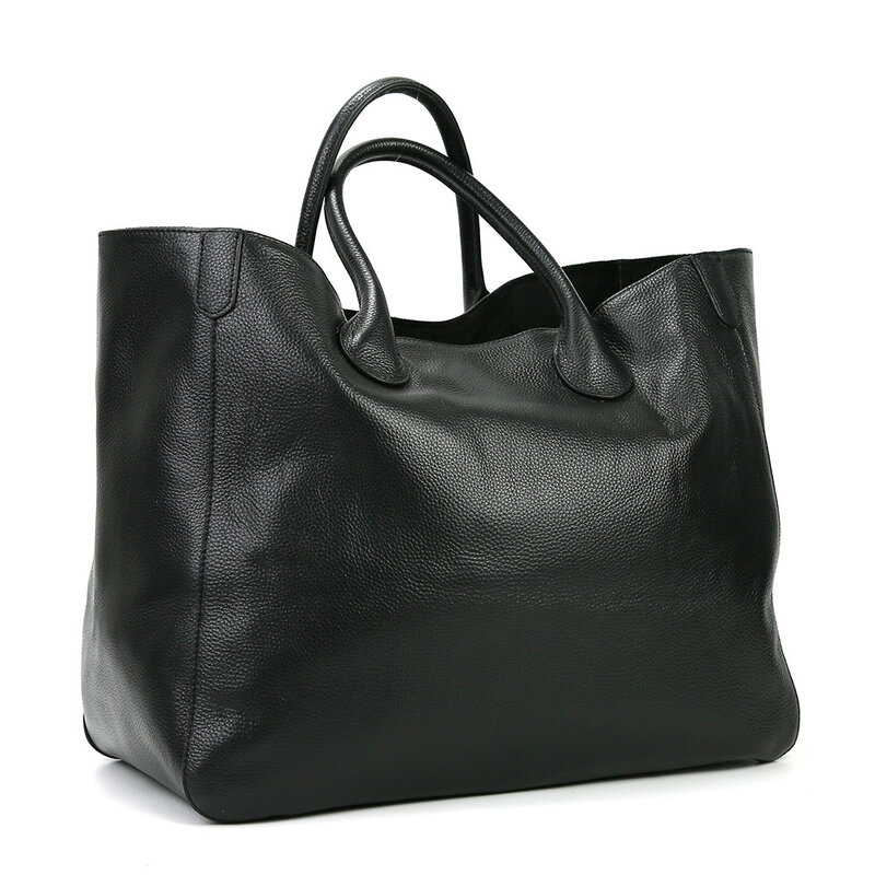Flug KatzeWomen Giant Handbag Natrul Cowhide Casual Tote Fashion Ladies LargeTravelling bags Shopping  Big Purse Bucket