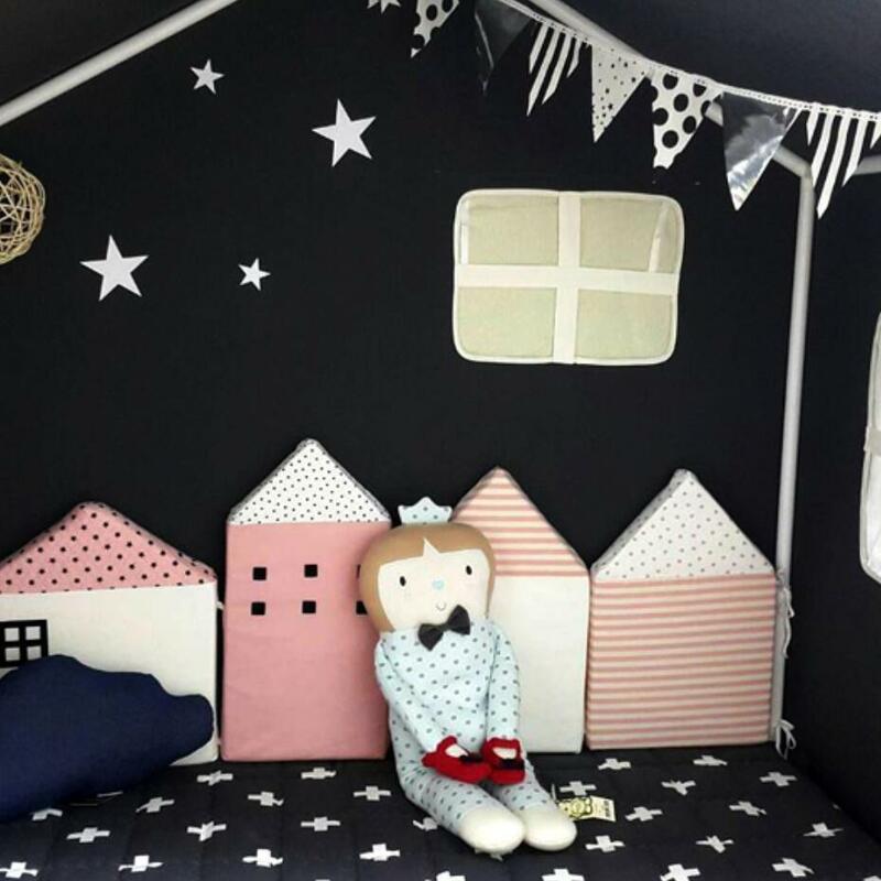 Baby Bed Bumper Cute Cartoon House Anti Collision Pure Cotton Newborn Bumpers Safety Protect Infant Sleep New Sale 4 Piece Set