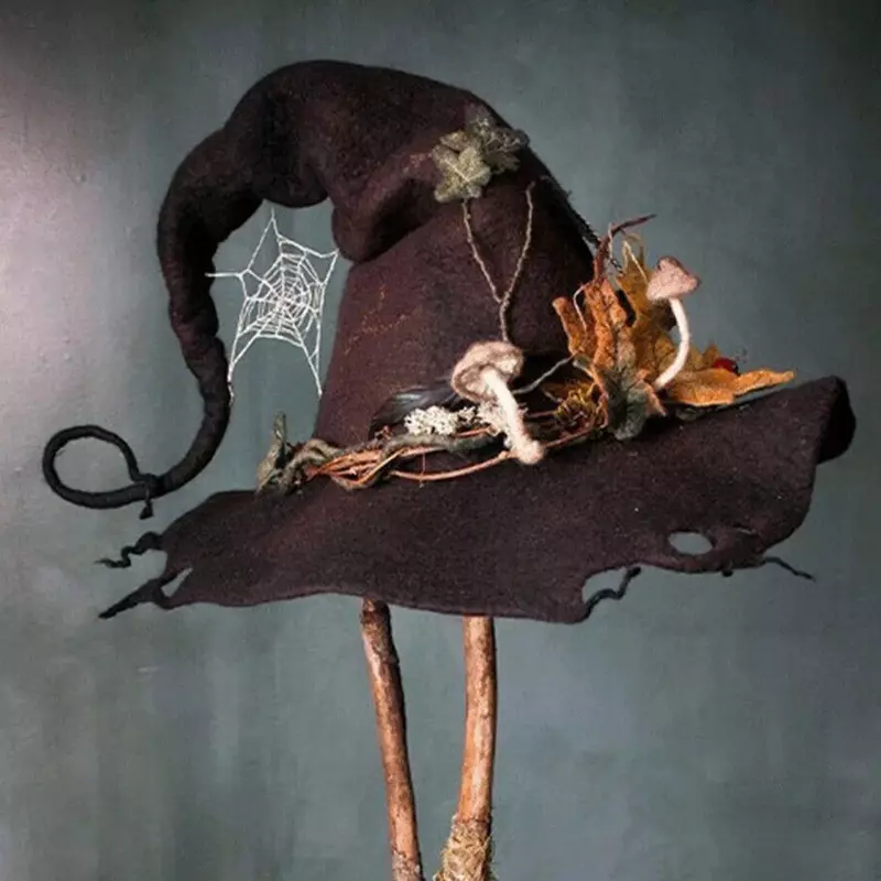 마녀 마법사 모자 여성을 위한 꽃과 할로윈 마녀 모자 펠트 마녀 모자 코스프레 의상 액세서리 부활절 유령 축제