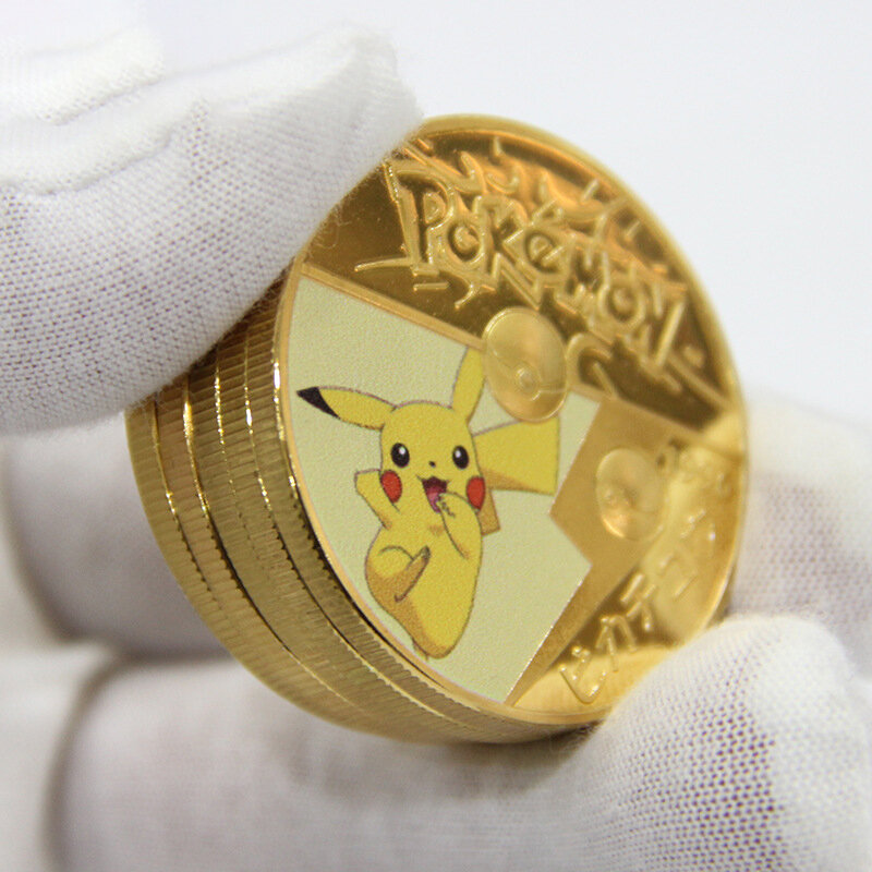 Pokemon pikachu moedas medalhão metal material comemorativo coleção brinquedos presentes para crianças