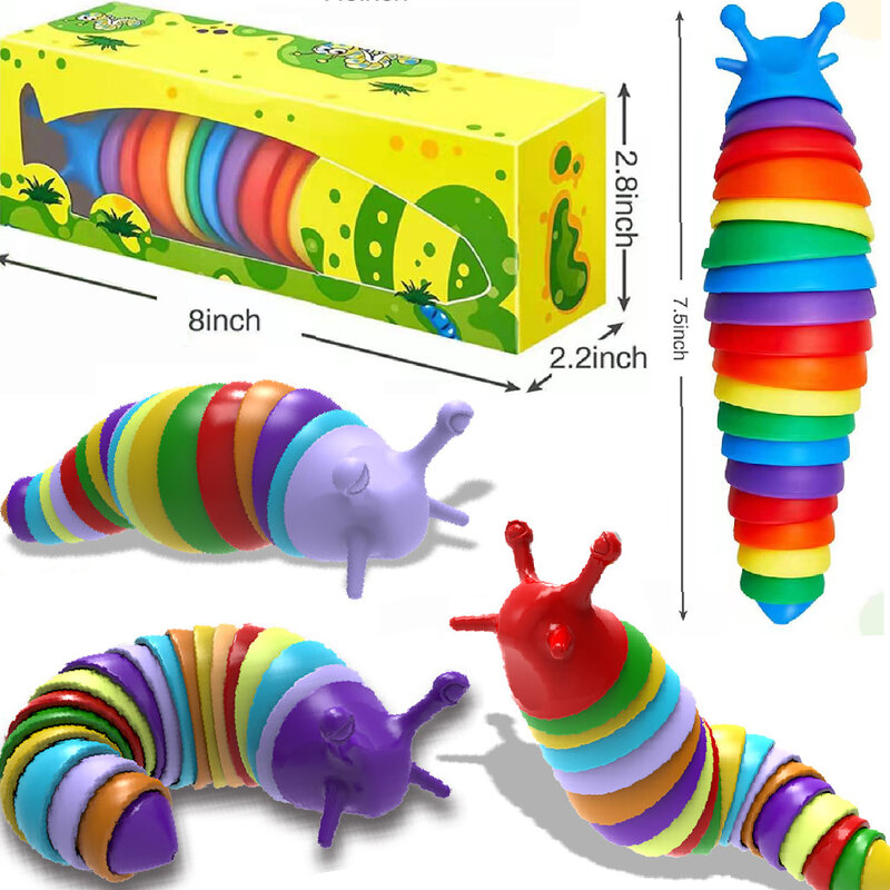 2022 3d slug brinquedo fidget novo brinquedo slug articulado flexível alívio anti-ansiedade slug sensorial brinquedos para crianças aldult