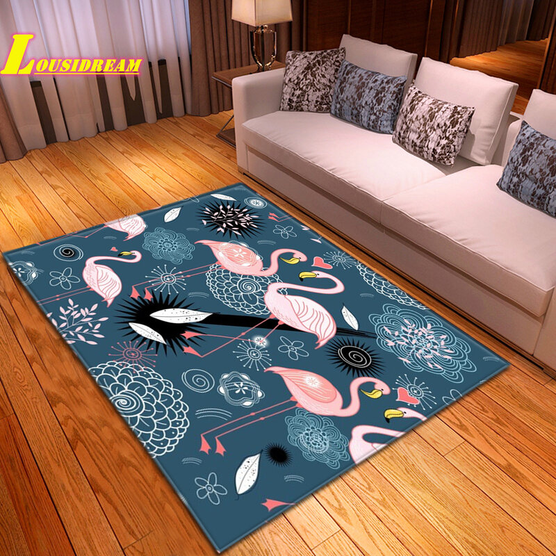 Flamingo print carpet living room children's bedroom carpet soft non-slip carpet home floor mat office gift photography props
